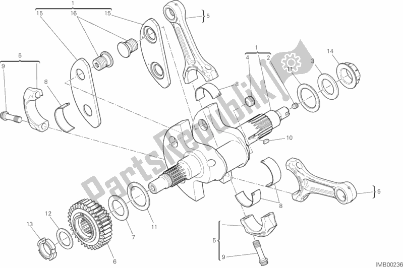 All parts for the Connecting Rods of the Ducati Diavel Xdiavel Brasil 1260 2018